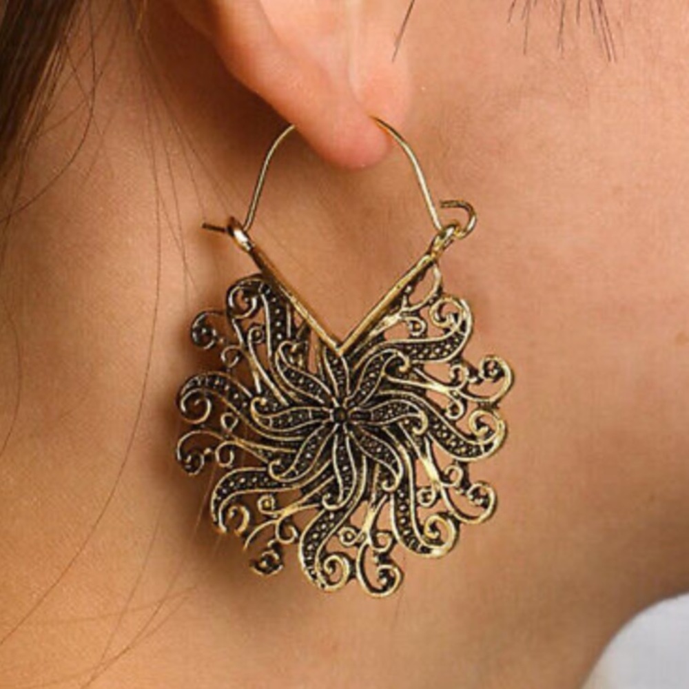 New Sterling silver gypsy tribal Earrings - Picture 3 of 4